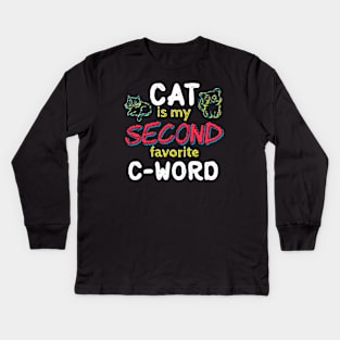 Cat is My Second Favorite Kids Long Sleeve T-Shirt